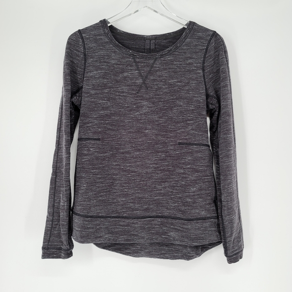 lululemon athletica Sweaters - Lululemon Athletica Exhalation Pullover II Heathered Marled Black Size 8 W3F58S